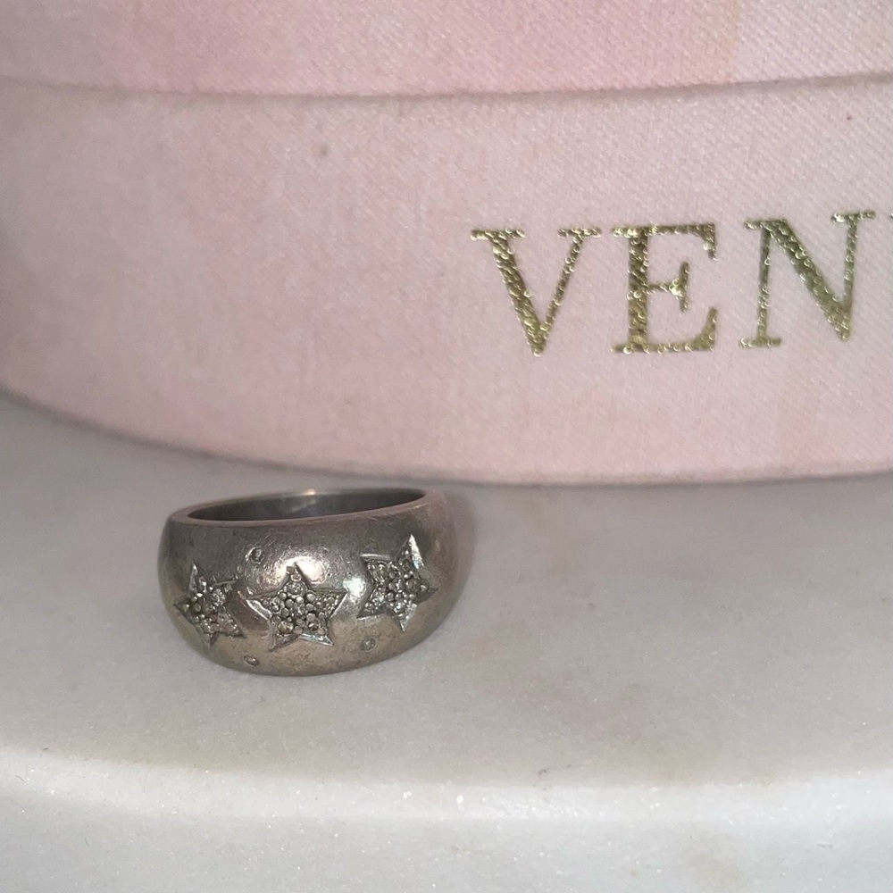 Sterling and Diamond Star Ring